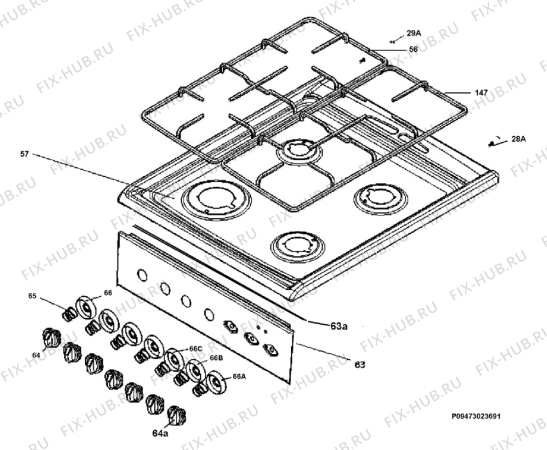 Взрыв-схема плиты (духовки) Zanussi Electrolux ZCM531X - Схема узла Section 4