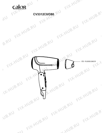 Схема №1 HV3302M0/D80 с изображением Наконечник для фена Tefal FS-9100018659