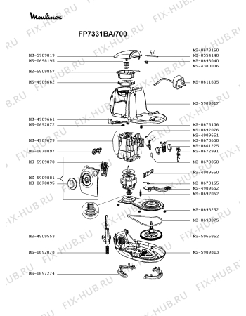 Взрыв-схема кухонного комбайна Moulinex FP7331BA/700 - Схема узла 7P004029.1P3