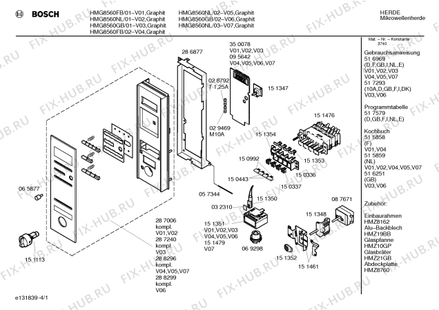 Схема №1 HMG8560GB с изображением Панель управления для микроволновки Bosch 00350078