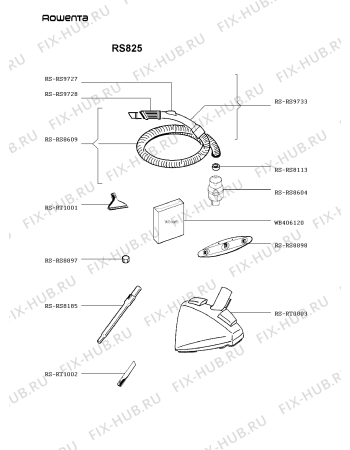 Взрыв-схема пылесоса Rowenta RS825 - Схема узла RS825GR_.__2