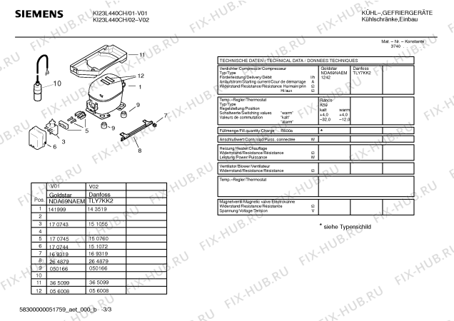 Взрыв-схема холодильника Siemens KI23L440CH - Схема узла 03