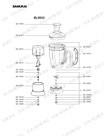 Взрыв-схема блендера (миксера) Samurai BL5033 - Схема узла BP003097.1P2