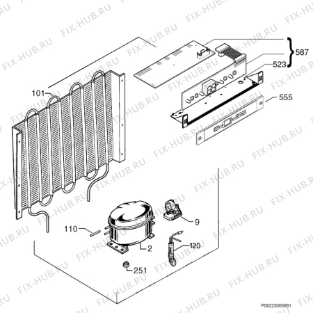 Взрыв-схема холодильника Privileg 197460_40857 - Схема узла Cooling system 017