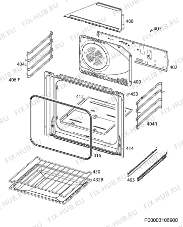 Взрыв-схема плиты (духовки) Electrolux OEEB4330X - Схема узла Oven