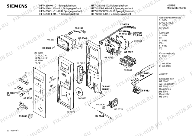 Схема №1 HF74180NL с изображением Переключатель для микроволновой печи Siemens 00032805