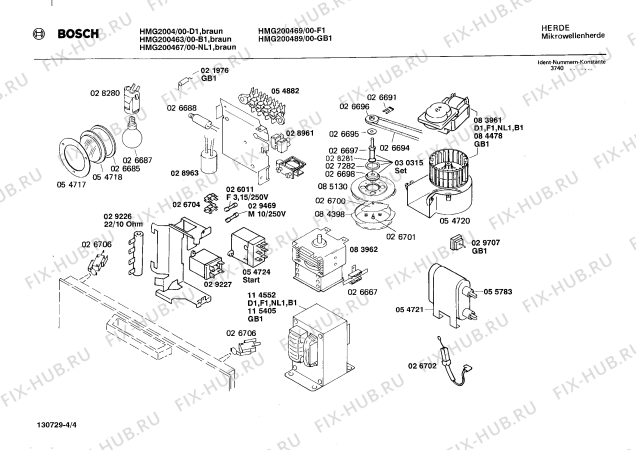 Взрыв-схема микроволновой печи Bosch HMG200489 - Схема узла 04