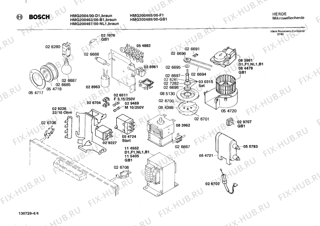 Взрыв-схема микроволновой печи Bosch HMG200469 - Схема узла 04