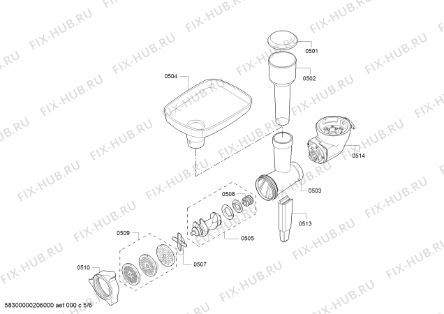 Взрыв-схема кухонного комбайна Bosch MUM9BX5S65 OptiMUM - Схема узла 05