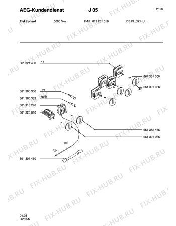 Взрыв-схема плиты (духовки) Aeg 5000V-W - Схема узла Section6