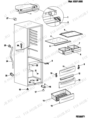 Схема №1 HBD5515SUK (F155538) с изображением Часть корпуса для холодильной камеры Indesit C00525264