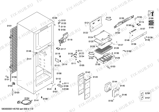 Схема №1 BD4374ANFM с изображением Дверь для холодильной камеры Bosch 00710467