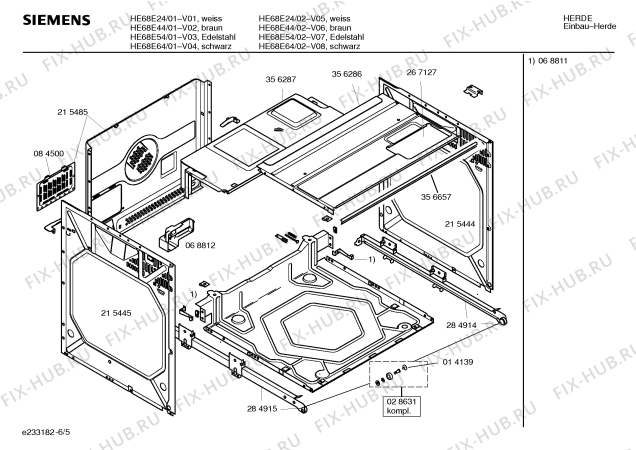 Схема №2 HE68E54 S2001 с изображением Инструкция по эксплуатации для плиты (духовки) Siemens 00524833