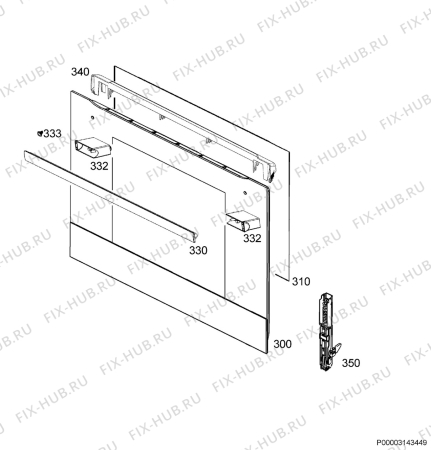 Взрыв-схема плиты (духовки) Electrolux OPEB4330B - Схема узла Door