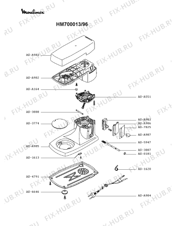 Схема №1 HM700013/96 с изображением Элемент корпуса для кухонного комбайна Moulinex AS-A988