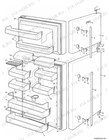 Взрыв-схема холодильника Electrolux END52800X - Схема узла Section 3