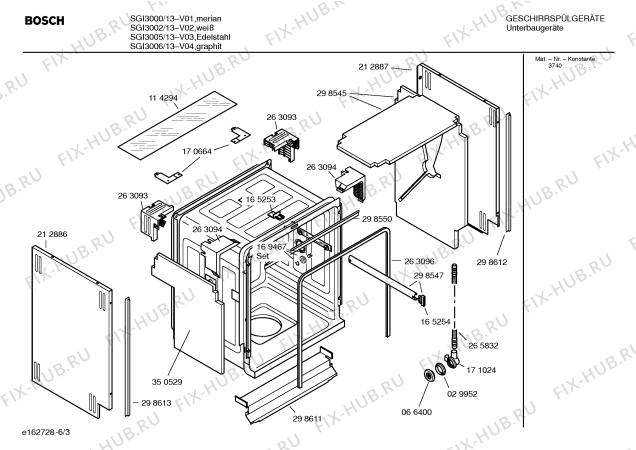 Схема №1 SGS3002EU с изображением Инструкция по эксплуатации для электропосудомоечной машины Bosch 00521086