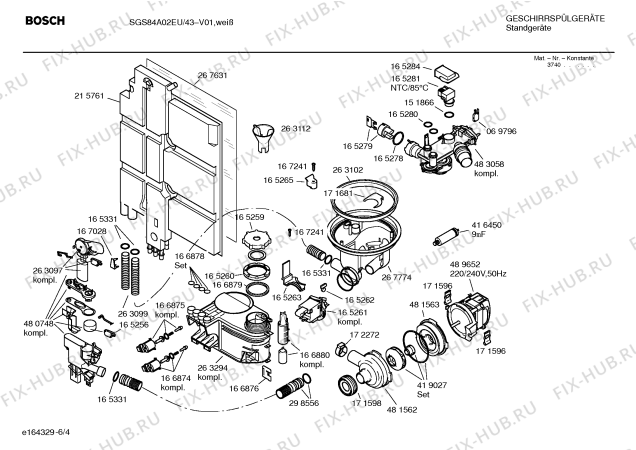 Схема №1 SGS84A02EU Exclusiv с изображением Инструкция по эксплуатации для посудомойки Bosch 00586222