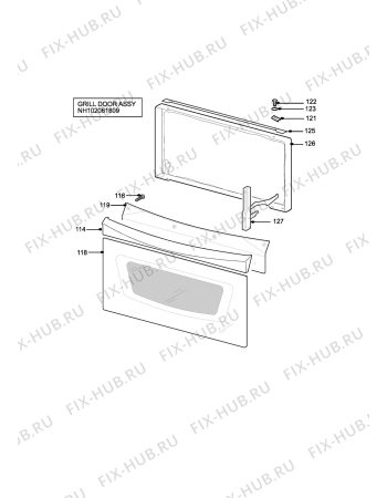 Взрыв-схема плиты (духовки) Electrolux DDO61GAWN - Схема узла H10 Grill door assy