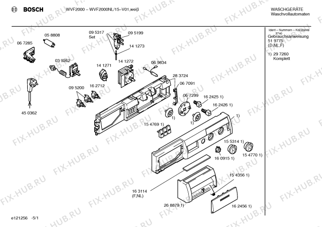 Схема №1 WVF2000NL BOSCH WVF 2000 с изображением Панель управления для стиралки Bosch 00297260