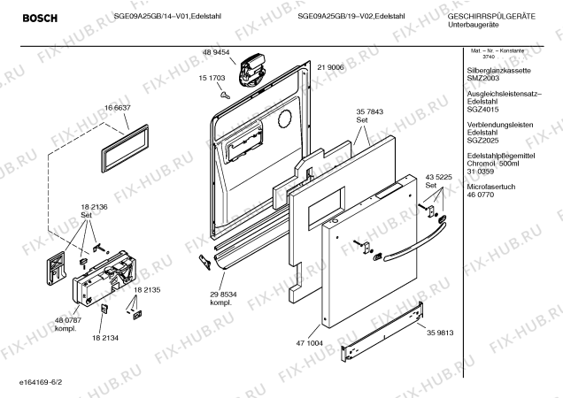 Взрыв-схема посудомоечной машины Bosch SGE09A25GB - Схема узла 02