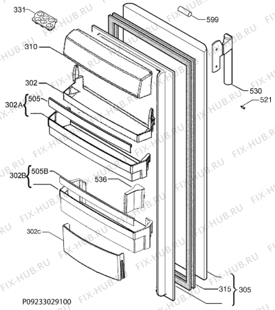 Взрыв-схема холодильника Aeg Electrolux S53800KDW0 - Схема узла Door 003