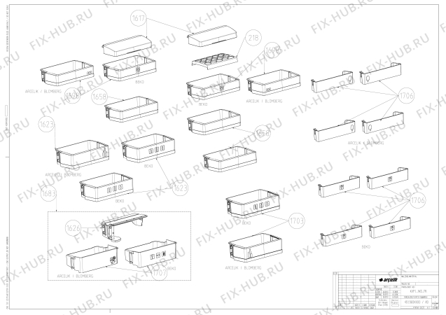 Взрыв-схема холодильника Beko GNE114780X (7275448792) - DOOR_ACCESORIES_ASSY.