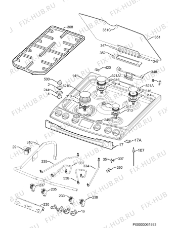 Взрыв-схема плиты (духовки) Electrolux EKG603202K - Схема узла Hob