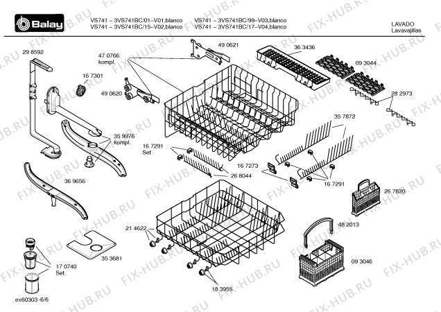 Взрыв-схема посудомоечной машины Balay 3VS741BC VS741 - Схема узла 06