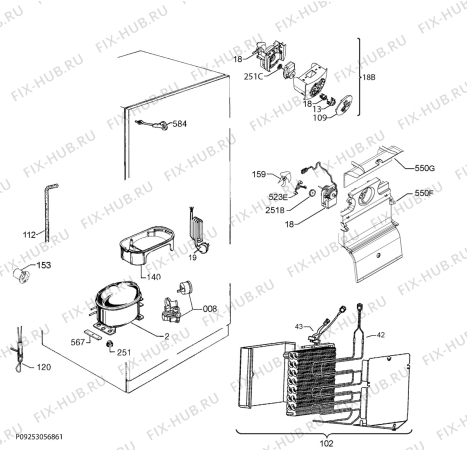 Взрыв-схема холодильника Zanussi ZRB34310WS - Схема узла Cooling system 017