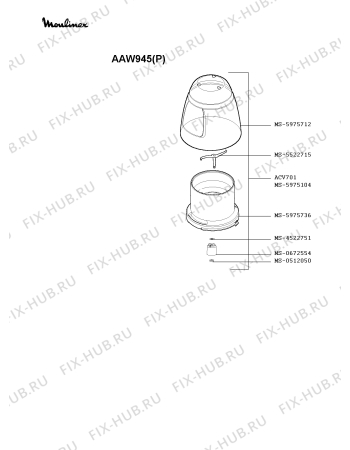 Взрыв-схема блендера (миксера) Moulinex AAW945(P) - Схема узла Q0000161.0Q3