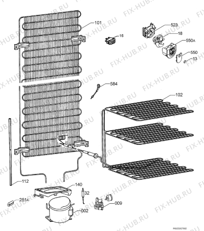 Взрыв-схема холодильника Electrolux ERA36101W - Схема узла Cooling system 017