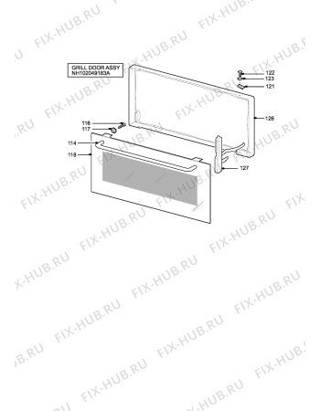 Взрыв-схема плиты (духовки) Tricity Bendix CSIE501SV (STRATA) - Схема узла H10 Grill door assy