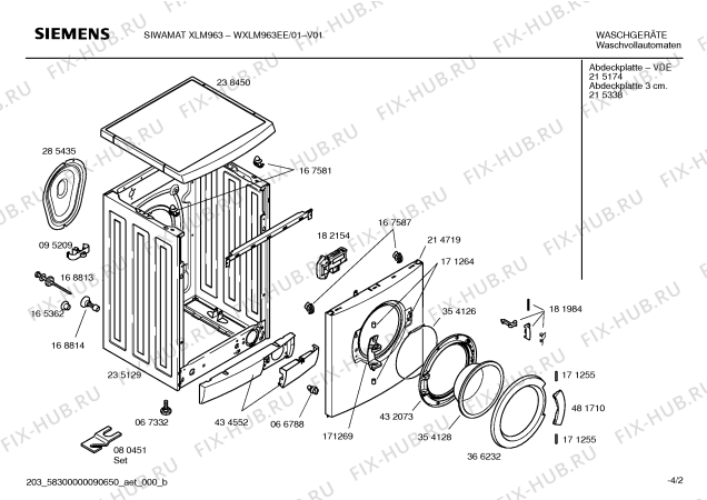 Взрыв-схема стиральной машины Siemens WXLM963EE Siwamat XLM963 - Схема узла 02