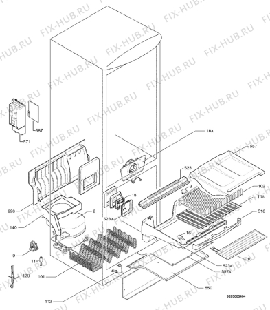 Взрыв-схема холодильника Zanussi ZX99/5W - Схема узла Cooling system 017