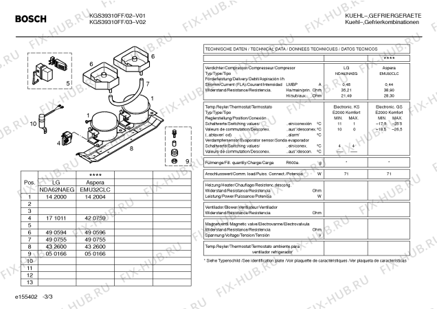 Схема №1 KGS39310FF с изображением Инструкция по эксплуатации для холодильника Bosch 00586489