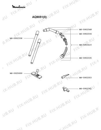 Взрыв-схема пылесоса Moulinex AQ9051(0) - Схема узла KP002295.2P2