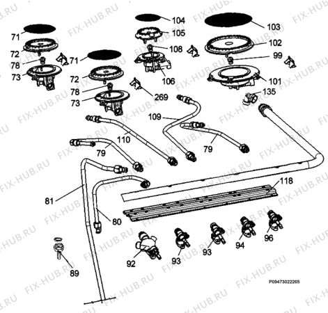 Взрыв-схема плиты (духовки) Zanussi ZCG568GW - Схема узла Section 6