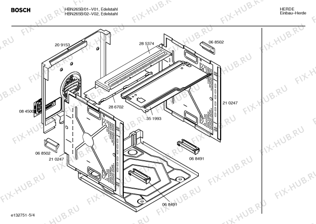 Взрыв-схема плиты (духовки) Bosch HBN265B - Схема узла 04
