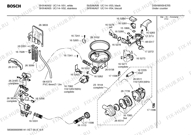 Взрыв-схема посудомоечной машины Bosch SHX46A07UC Bosch - Схема узла 04