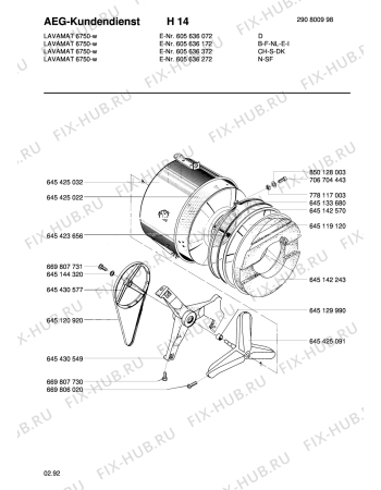 Взрыв-схема стиральной машины Aeg LAV6750 - Схема узла Tub and drum