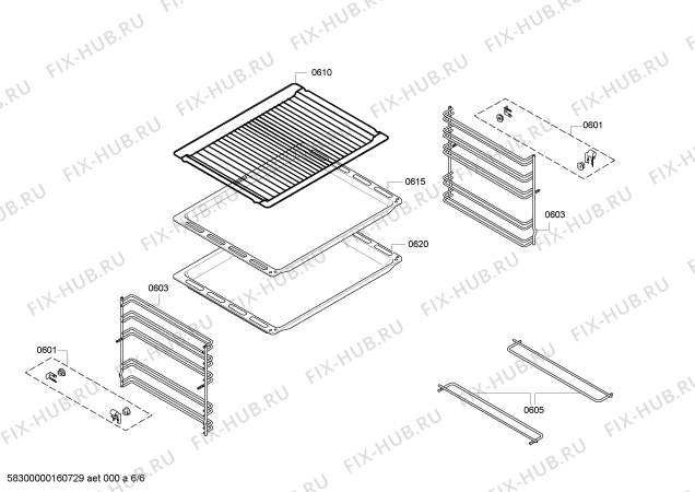 Взрыв-схема плиты (духовки) Bosch HBG73B550C - Схема узла 06