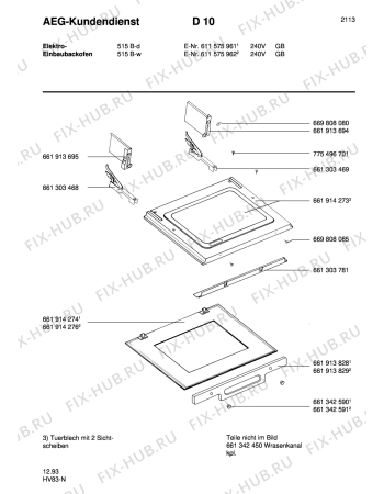 Схема №1 COMP. 5158B-W GB с изображением Петля и завес для электропечи Aeg 8996613034686