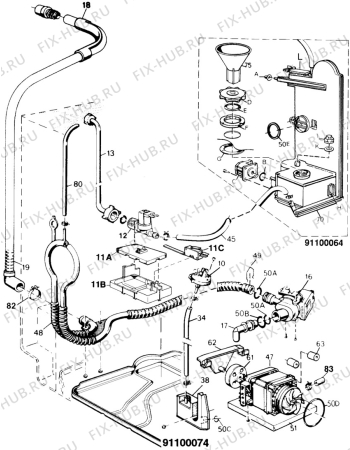 Взрыв-схема посудомоечной машины Electrolux BE19 - Схема узла W20 Pump, Water softener