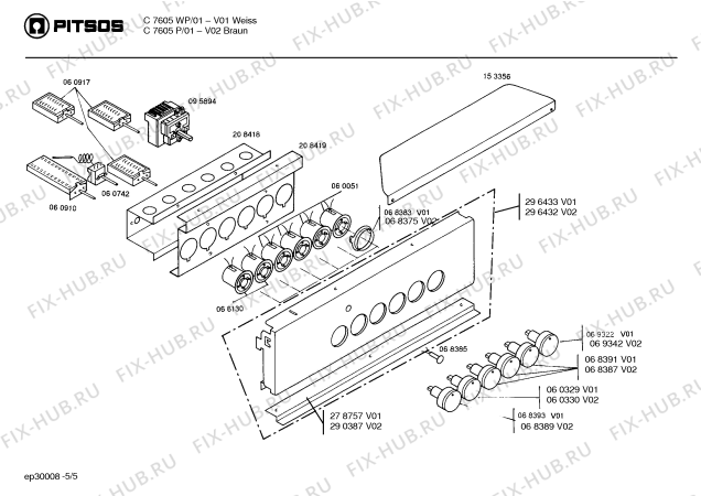 Схема №2 C7605P с изображением Стеклокерамика для электропечи Bosch 00233029