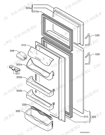 Взрыв-схема холодильника Zanussi ZA25N - Схема узла Door 003