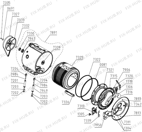 Взрыв-схема стиральной машины Asko W6098X.W (575285, WM75.289B5) - Схема узла 03