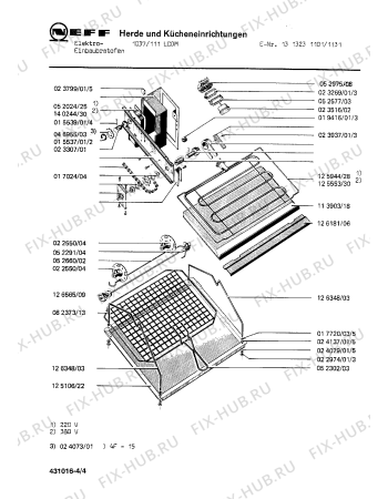 Взрыв-схема плиты (духовки) Neff 1313231101 1037/111LCDM - Схема узла 04