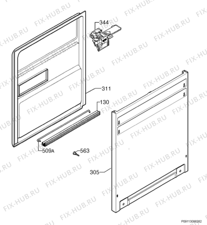 Взрыв-схема посудомоечной машины Aeg Electrolux F55062VI0 - Схема узла Door 003