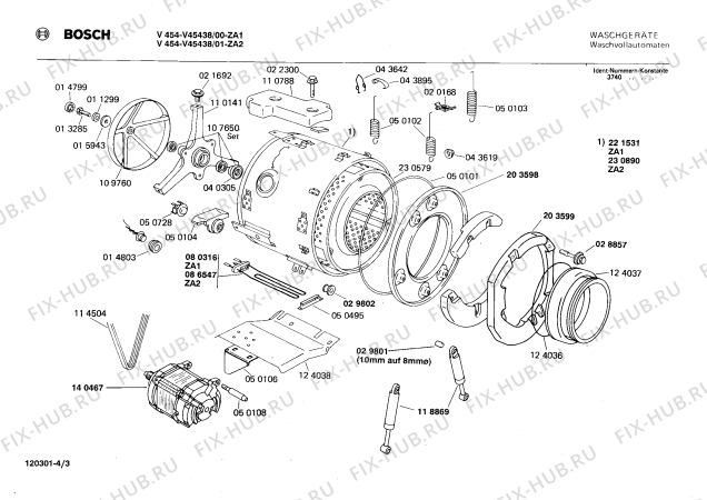 Взрыв-схема стиральной машины Bosch V45438 V454 - Схема узла 03
